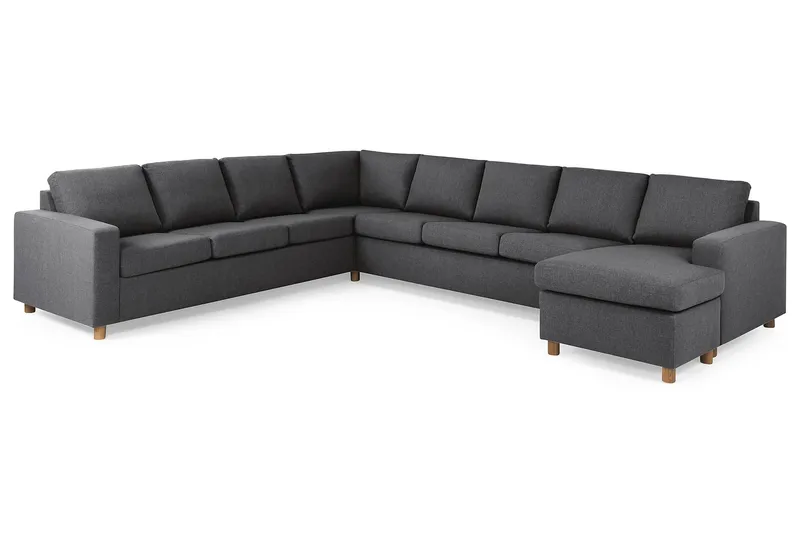 Crazy 7-seters Høyrevendt U-formet XX-Large Hjørnesofa med Divan i Stoff - Mørk grå - Møbler - Sofaer - Hjørnesofa - Hjørnesofa med divan