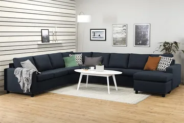 Crazy 7-seters Høyrevendt U-formet XX-Large Hjørnesofa med Divan i Stoff - Mørkeblå - Møbler - Sofaer - Hjørnesofa - Hjørnesofa med divan