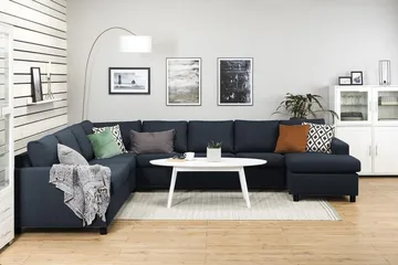 Crazy 7-seters Høyrevendt U-formet XX-Large Hjørnesofa med Divan i Stoff - Mørkeblå - Møbler - Sofaer - Hjørnesofa - Hjørnesofa med divan