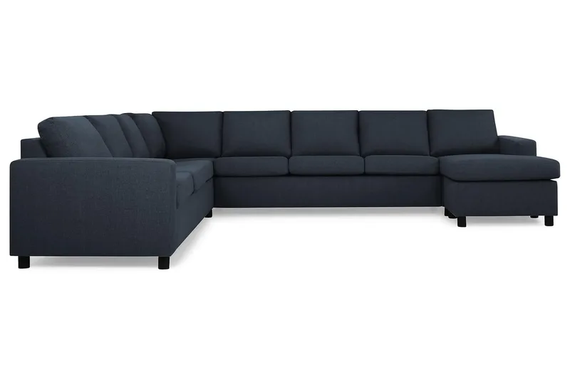 Crazy 7-seters Høyrevendt U-formet XX-Large Hjørnesofa med Divan i Stoff - Mørkeblå - Møbler - Sofaer - Hjørnesofa - Hjørnesofa med divan