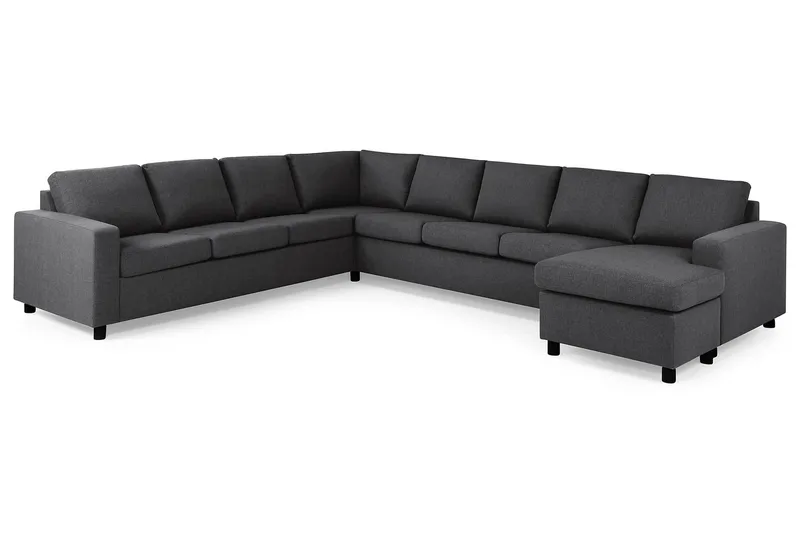 Crazy 7-seters Høyrevendt U-formet XX-Large Hjørnesofa med Divan i Stoff - Mørkegrå - Møbler - Sofaer - Hjørnesofa - Hjørnesofa med divan