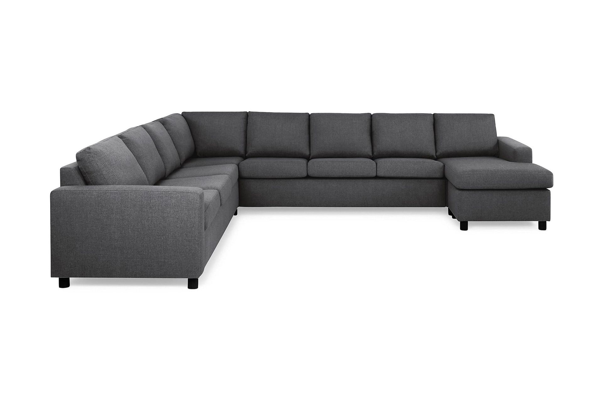 Crazy 7-seters Høyrevendt U-formet XX-Large Hjørnesofa med Divan i Stoff - Mørkegrå