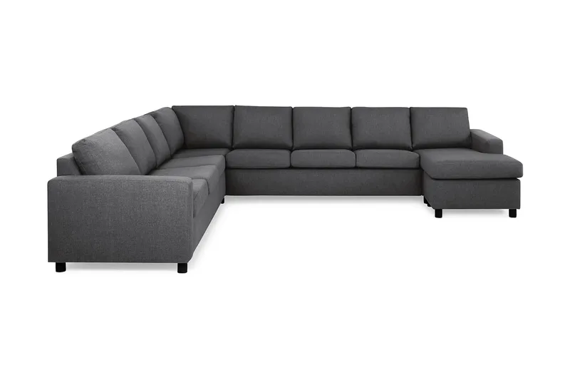 Crazy 7-seters Høyrevendt U-formet XX-Large Hjørnesofa med Divan i Stoff, Mørkegrå