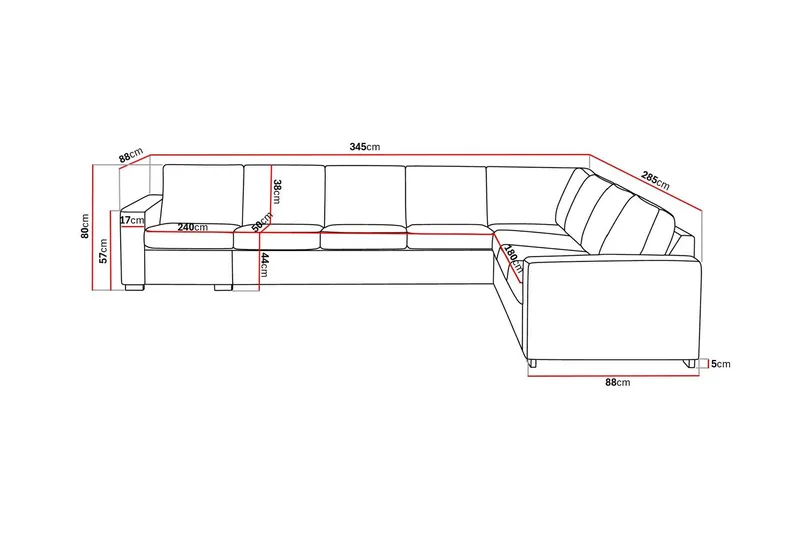 Crazy 7-seters Vendbar L-formet XX-Large Hjørnesofa i Kunstlær - Svart - Møbler - Sofaer - Hjørnesofa