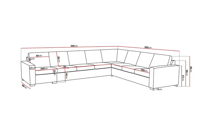Crazy 7-seters Vendbar L-formet XX-Large Hjørnesofa i Kunstlær - Svart - Møbler - Sofaer - Hjørnesofa