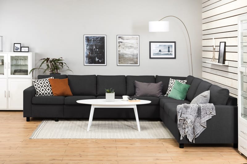 Crazy 7-seters Vendbar L-formet XX-Large Hjørnesofa i Stoff - Antrasitt - Møbler - Sofaer - Hjørnesofa