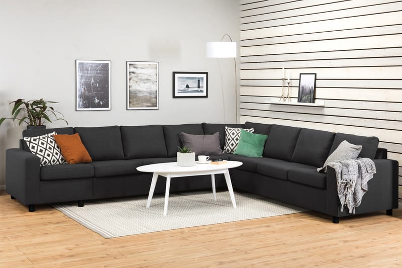Crazy 7-seters Vendbar L-formet XX-Large Hjørnesofa i Stoff - Antrasitt - Møbler - Sofaer - Hjørnesofa