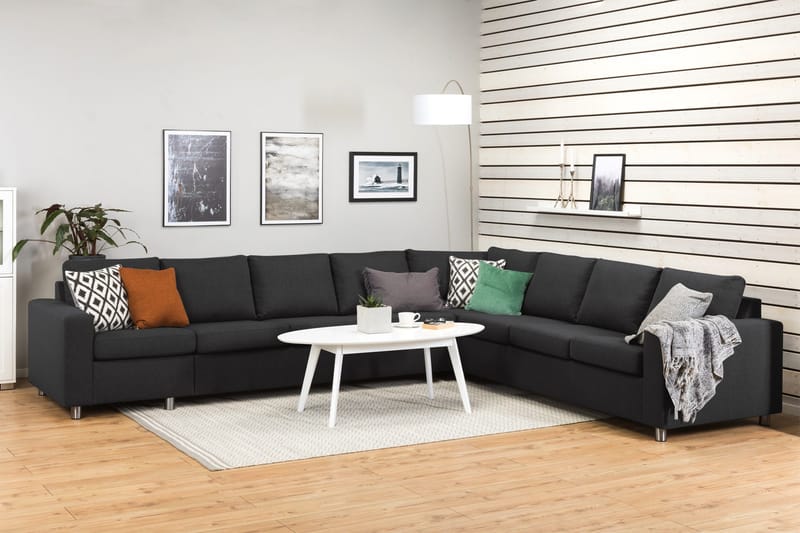 Crazy 7-seters Vendbar L-formet XX-Large Hjørnesofa i Stoff - Antrasitt - Møbler - Sofaer - Hjørnesofa