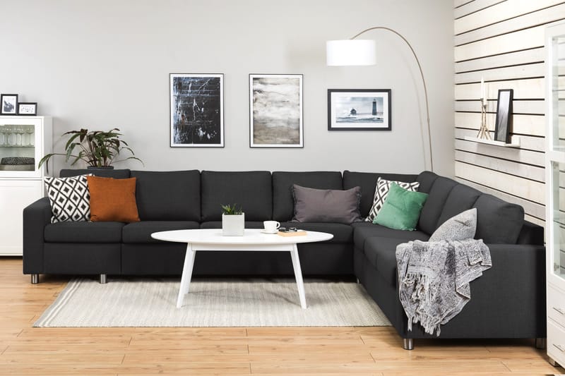 Crazy 7-seters Vendbar L-formet XX-Large Hjørnesofa i Stoff - Antrasitt - Møbler - Sofaer - Hjørnesofa