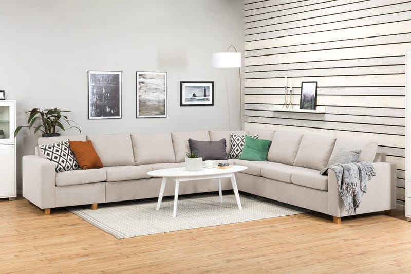 Crazy 7-seters Vendbar L-formet XX-Large Hjørnesofa i Stoff - Beige - Møbler - Sofaer - Hjørnesofa