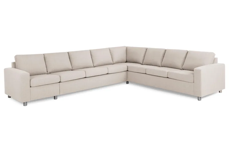Crazy 7-seters Vendbar L-formet XX-Large Hjørnesofa i Stoff - Beige - Møbler - Sofaer - Hjørnesofa
