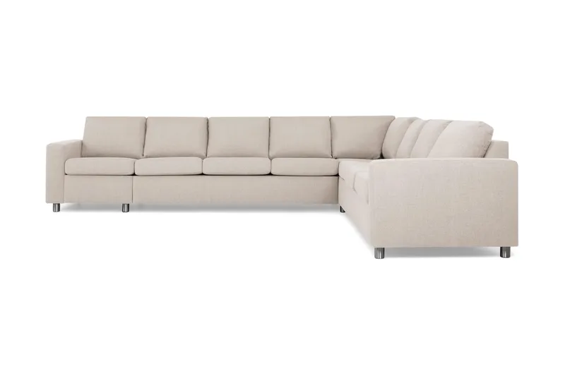 Crazy 7-seters Vendbar L-formet XX-Large Hjørnesofa i Stoff - Beige - Møbler - Sofaer - Hjørnesofa