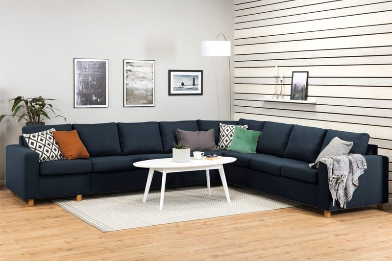 Crazy 7-seters Vendbar L-formet XX-Large Hjørnesofa i Stoff - Blå - Møbler - Sofaer - Hjørnesofa