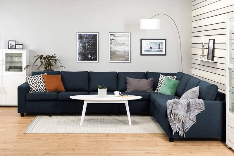 Crazy 7-seters Vendbar L-formet XX-Large Hjørnesofa i Stoff - Blå - Møbler - Sofaer - Hjørnesofa