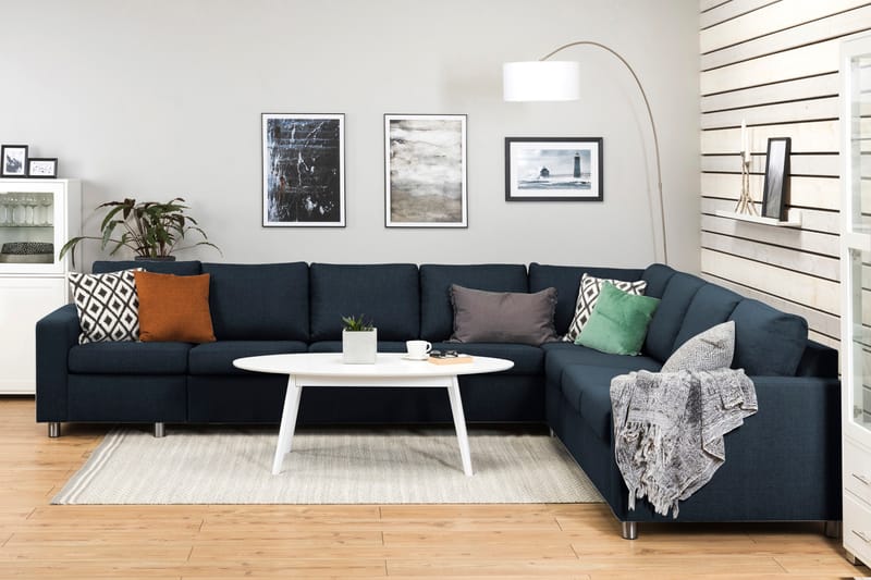 Crazy 7-seters Vendbar L-formet XX-Large Hjørnesofa i Stoff - Blå - Møbler - Sofaer - Hjørnesofa