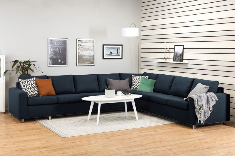 Crazy 7-seters Vendbar L-formet XX-Large Hjørnesofa i Stoff - Blå - Møbler - Sofaer - Hjørnesofa