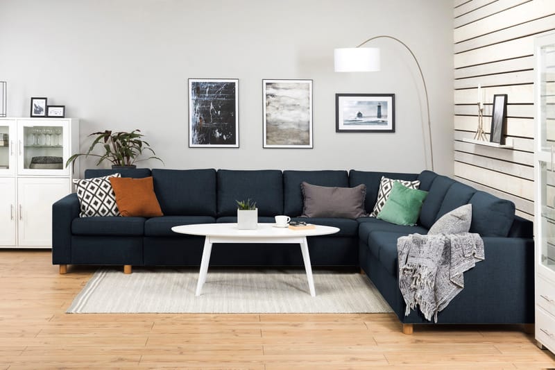 Crazy 7-seters Vendbar L-formet XX-Large Hjørnesofa i Stoff - Blå - Møbler - Sofaer - Hjørnesofa