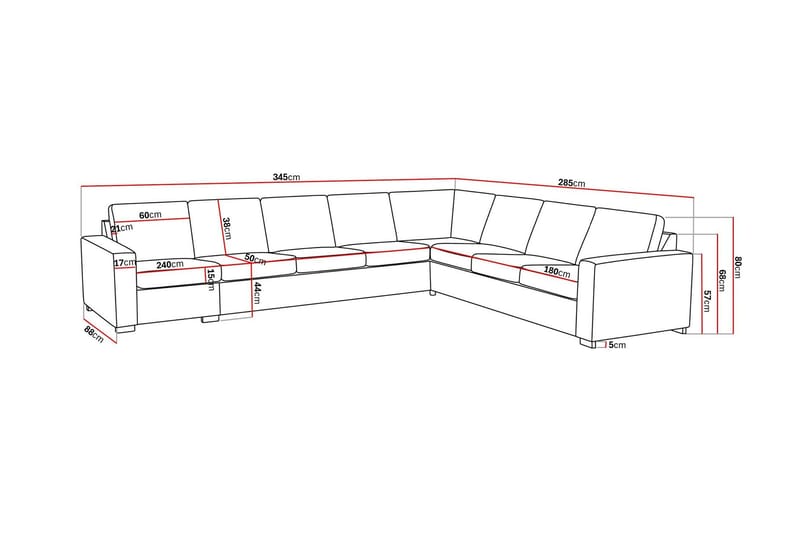 Crazy 7-seters Vendbar L-formet XX-Large Hjørnesofa i Stoff - Brun - Møbler - Sofaer - Hjørnesofa