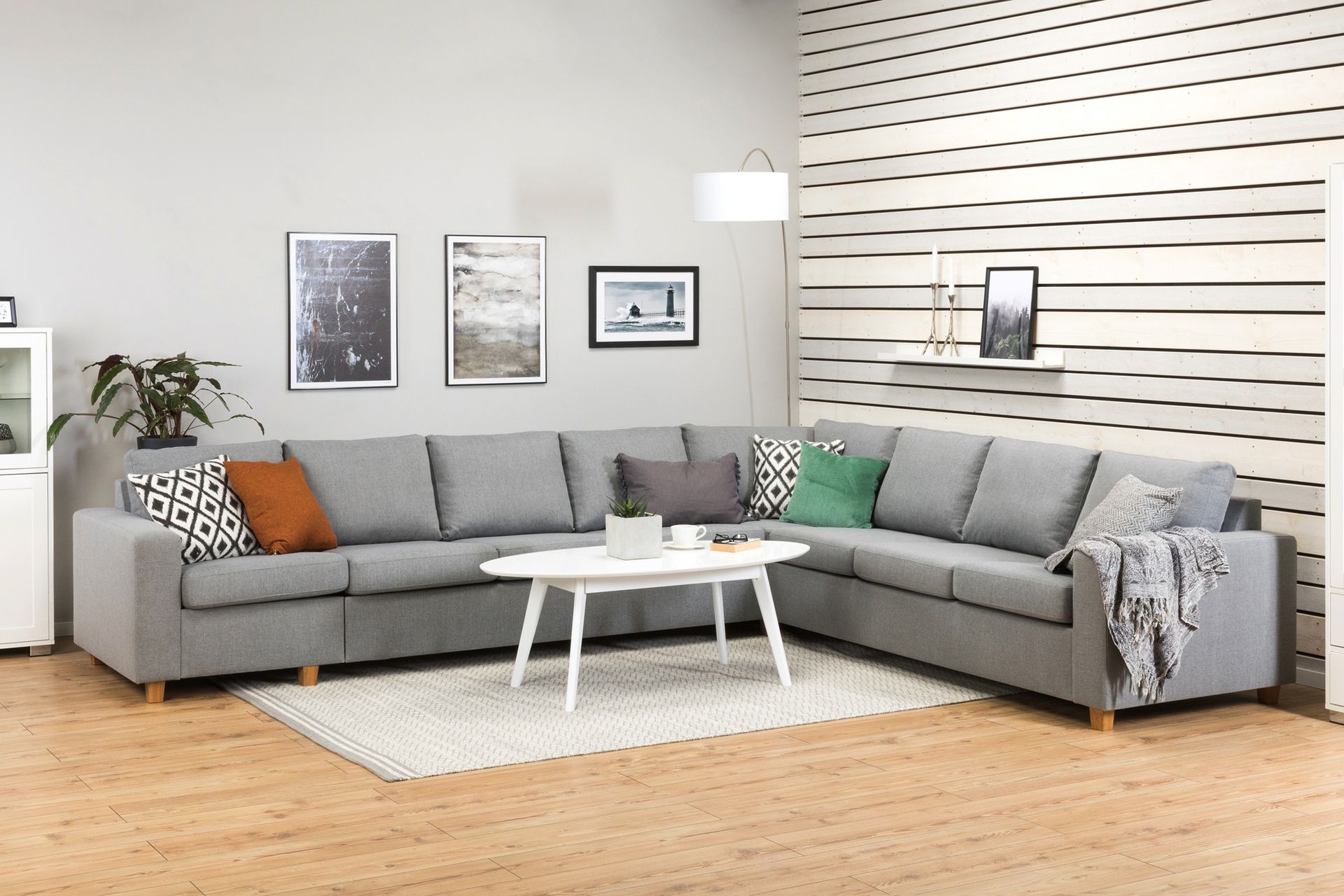 Crazy 7-seters Vendbar L-formet XX-Large Hjørnesofa i Stoff - Grå - Møbler - Sofaer - Hjørnesofa
