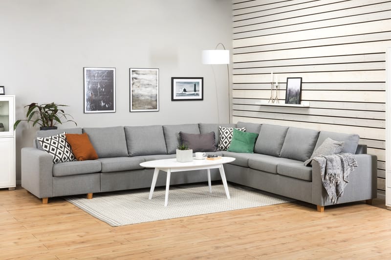 Crazy 7-seters Vendbar L-formet XX-Large Hjørnesofa i Stoff - Grå - Møbler - Sofaer - Hjørnesofa