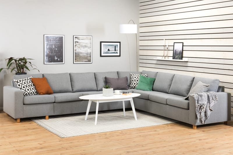 Crazy 7-seters Vendbar L-formet XX-Large Hjørnesofa i Stoff - Grå - Møbler - Sofaer - Hjørnesofa