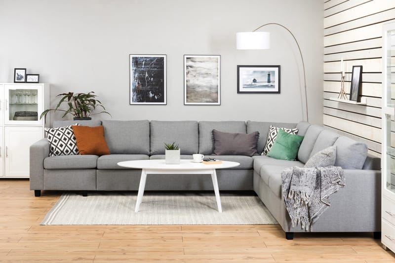 Crazy 7-seters Vendbar L-formet XX-Large Hjørnesofa i Stoff - Grå - Møbler - Sofaer - Hjørnesofa