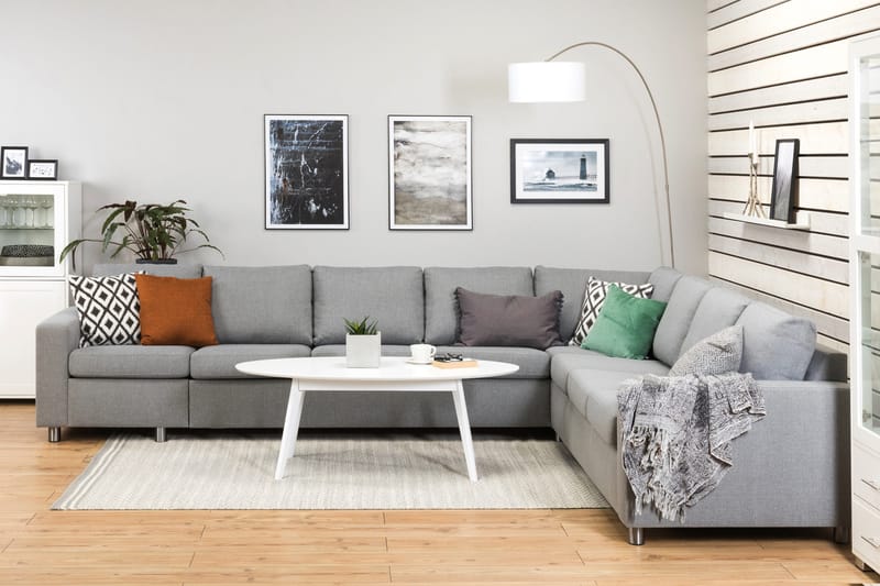 Crazy 7-seters Vendbar L-formet XX-Large Hjørnesofa i Stoff - Grå - Møbler - Sofaer - Hjørnesofa