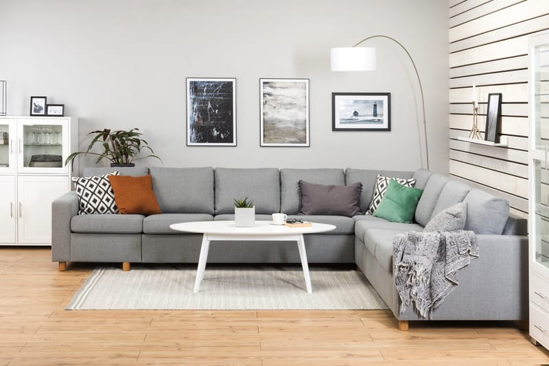 Crazy 7-seters Vendbar L-formet XX-Large Hjørnesofa i Stoff - Grå - Møbler - Sofaer - Hjørnesofa