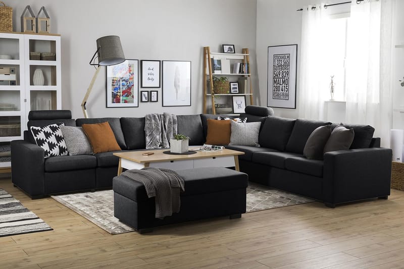 Crazy 7-seters Vendbar L-formet XX-Large Hjørnesofa i Stoff - Mørk grå - Møbler - Sofaer - Hjørnesofa