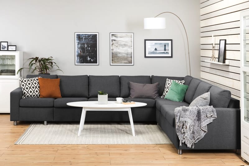 Crazy 7-seters Vendbar L-formet XX-Large Hjørnesofa i Stoff - Mørk grå - Møbler - Sofaer - Hjørnesofa