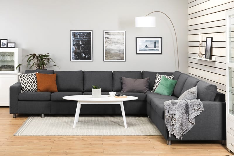 Crazy 7-seters Vendbar L-formet XX-Large Hjørnesofa i Stoff - Mørk grå - Møbler - Sofaer - Hjørnesofa