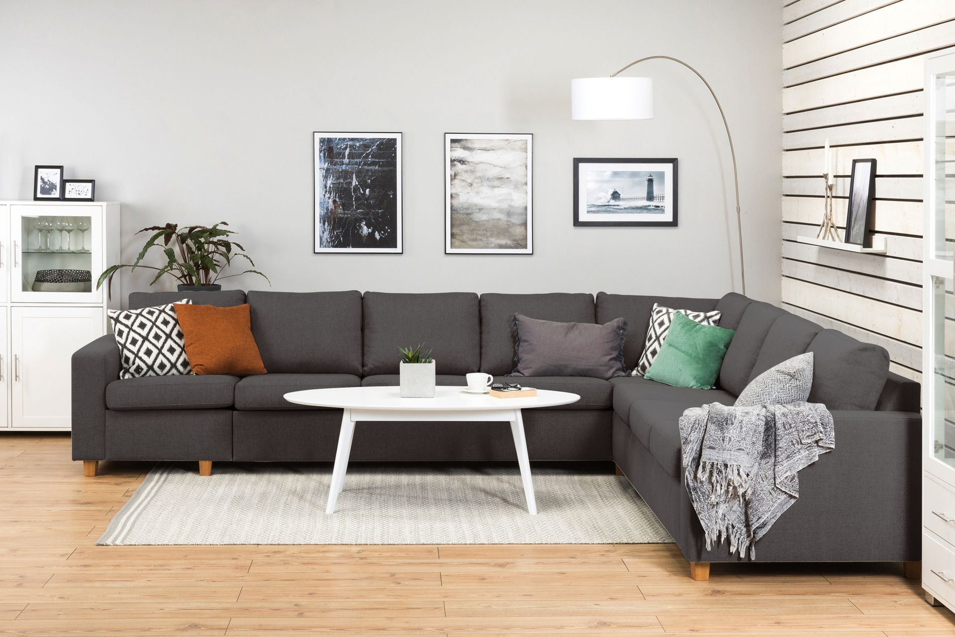 Crazy 7-seters Vendbar L-formet XX-Large Hjørnesofa i Stoff - Mørk grå - Møbler - Sofaer - Hjørnesofa