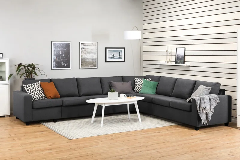 Crazy 7-seters Vendbar L-formet XX-Large Hjørnesofa i Stoff - Mørk grå - Møbler - Sofaer - Hjørnesofa