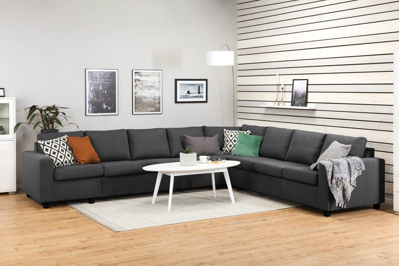 Crazy 7-seters Vendbar L-formet XX-Large Hjørnesofa i Stoff - Mørk grå - Møbler - Sofaer - Hjørnesofa