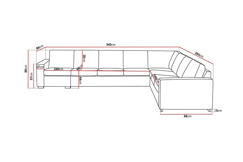Crazy 7-seters Vendbar L-formet XX-Large Hjørnesofa i Stoff - Mørk grå - Møbler - Sofaer - Hjørnesofa