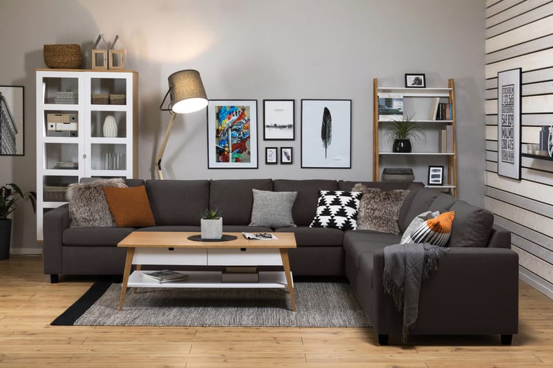 Crazy 7-seters Vendbar L-formet XX-Large Hjørnesofa i Stoff - Mørk grå - Møbler - Sofaer - Hjørnesofa