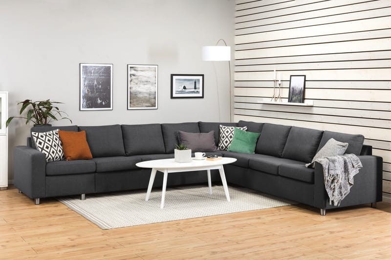 Crazy 7-seters Vendbar L-formet XX-Large Hjørnesofa i Stoff - Mørk grå - Møbler - Sofaer - Hjørnesofa