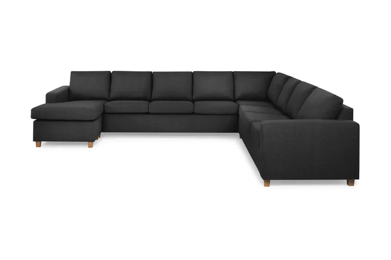 Crazy 7-seters Vendbar U-formet XX-Large Hjørnesofa med Divan i Stoff, Antrasitt