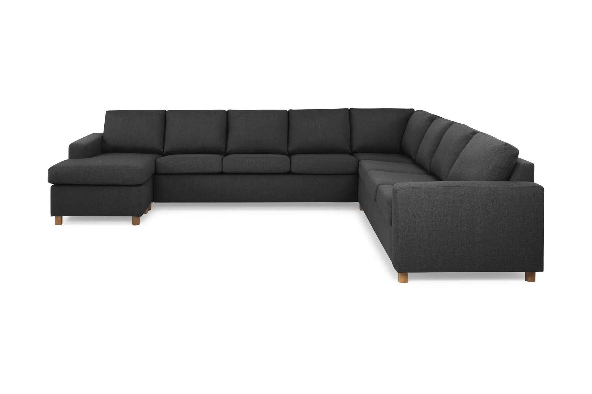Crazy 7-seters Vendbar U-formet XX-Large Hjørnesofa med Divan i Stoff - Antrasitt