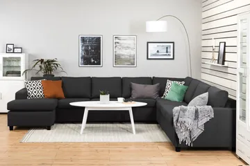 Crazy 7-seters Vendbar U-formet XX-Large Hjørnesofa med Divan i Stoff - Antrasitt - Møbler - Sofaer - Hjørnesofa - Hjørnesofa med divan
