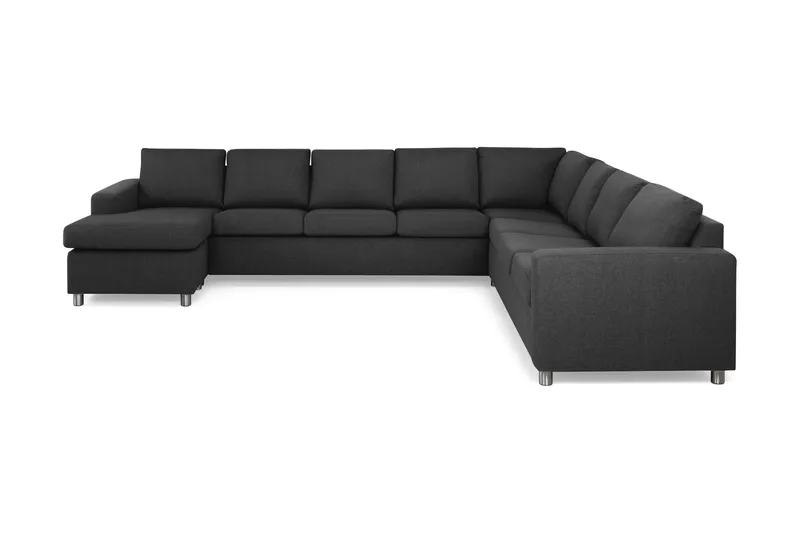 Crazy 7-seters Vendbar U-formet XX-Large Hjørnesofa med Divan i Stoff, Antrasitt