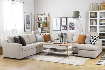 Crazy 7-seters Vendbar U-formet XX-Large Hjørnesofa med Divan i Stoff - Beige - Møbler - Sofaer - Hjørnesofa - Hjørnesofa med divan