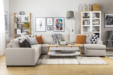 Crazy 7-seters Vendbar U-formet XX-Large Hjørnesofa med Divan i Stoff - Beige - Møbler - Sofaer - Hjørnesofa - Hjørnesofa med divan
