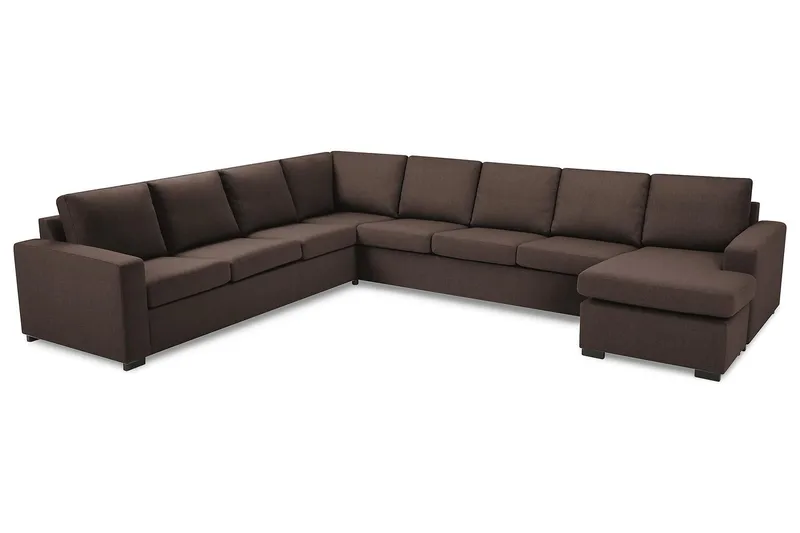 Crazy 7-seters Vendbar U-formet XX-Large Hjørnesofa med Divan i Stoff - Brun - Møbler - Sofaer - Hjørnesofa - Hjørnesofa med divan