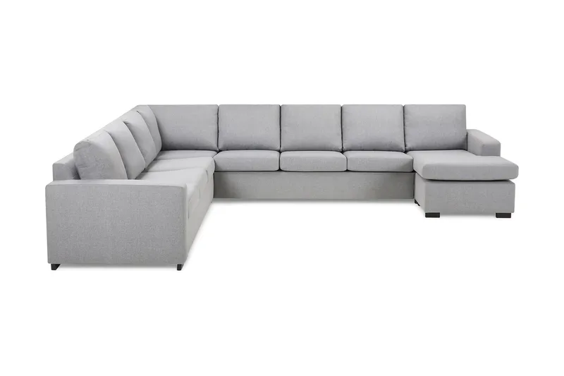 Crazy 7-seters Vendbar U-formet XX-Large Hjørnesofa med Divan i Stoff - Grå - Møbler - Sofaer - Hjørnesofa - Hjørnesofa med divan