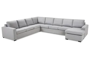 Crazy 7-seters Vendbar U-formet XX-Large Hjørnesofa med Divan i Stoff - Grå - Møbler - Sofaer - Hjørnesofa - Hjørnesofa med divan