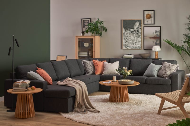 Crazy 7-seters Vendbar U-formet XX-Large Hjørnesofa med Divan i Stoff - Mørk grå / Antrasitt - Møbler - Sofaer - Hjørnesofa - Hjørnesofa med divan