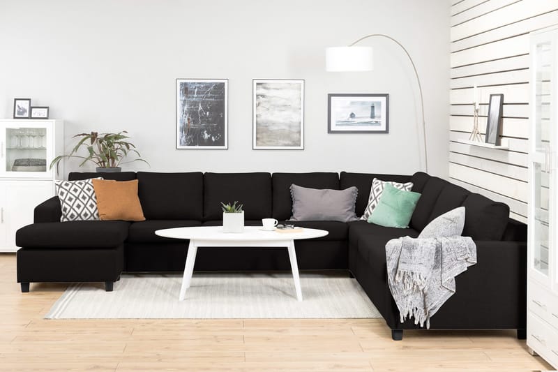 Crazy 7-seters Vendbar U-formet XX-Large Hjørnesofa med Divan i Stoff - Mørk grå / Antrasitt - Møbler - Sofaer - Hjørnesofa - Hjørnesofa med divan