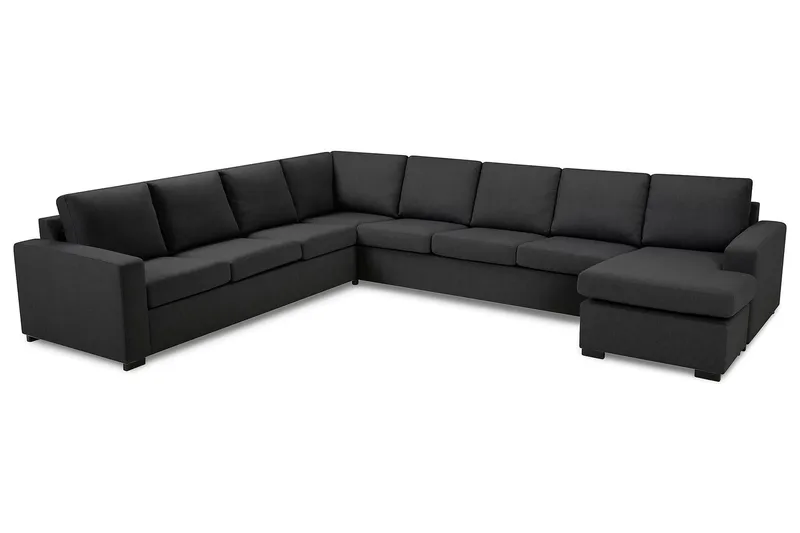Crazy 7-seters Vendbar U-formet XX-Large Hjørnesofa med Divan i Stoff - Mørk grå - Møbler - Sofaer - Hjørnesofa - Hjørnesofa med divan