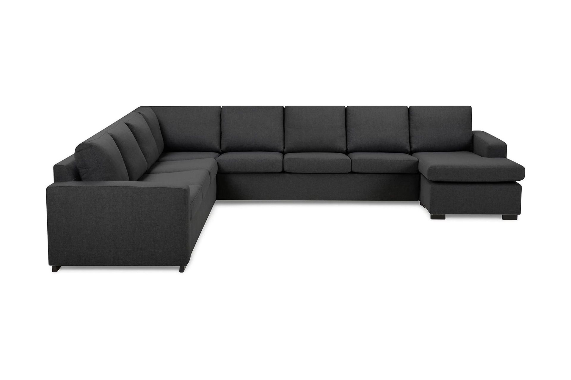 Crazy 7-seters Vendbar U-formet XX-Large Hjørnesofa med Divan i Stoff - Mørkegrå